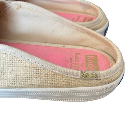 Kate Spade X Keds Mule Slide Sneaker Raffia Straw Pink Tan size 8.5 - Picture 3 of 11